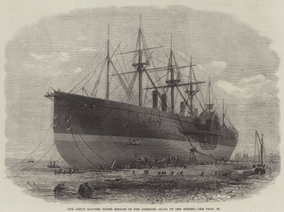 Le Great Eastern en réparation sur la rive du Cheshire de la Mersey - Edwin Weedon